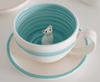 Moon Jar Cat Cup and Saucer