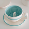 Moon Jar Cat Cup and Saucer